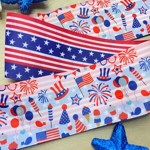 3&quot; 4th of July double sided Ribbon, 3&quot; Grosgrain Ribbon, 3 inch ribbon, grosgrain ribbon, Hairbow Ribbons, ribbon