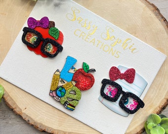 BACK TO SCHOOL fatback shaker, hair bow center, embellishment, flat back resin, flat back for bows, bow embellishments, hair bow shaker