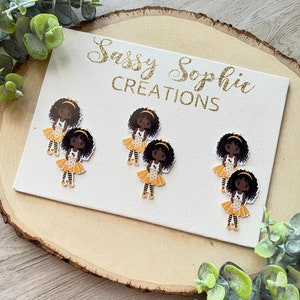Flat Back Resin Embellishments, African American Girl, Hair Bow Center (Set of 2)