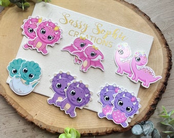 Dinosaur Resin Cabochons, Bow Embellishments (Set of 2)