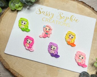 Mermaid Flat Back Resin Embellishments: Bow Centers, Set of 6