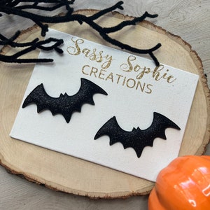 Halloween Glitter Bat Resin Cabochon, Bow Center, Embellishment (2 Inches)