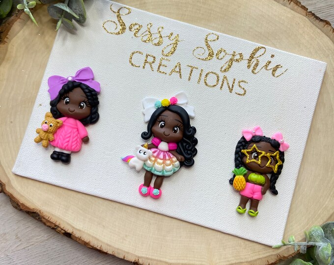 CLAY AFRO CUTIE, Hair Bow Clay Centers , Clays, Bow Centers, Clays