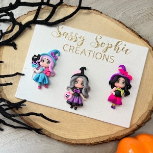 HALLOWEEN CLAYS:  WITCH cutie clay doll, halloween clay, bow centers, clays, clay centerpieces, bow supplies, diy craft, bow centerpieces,
