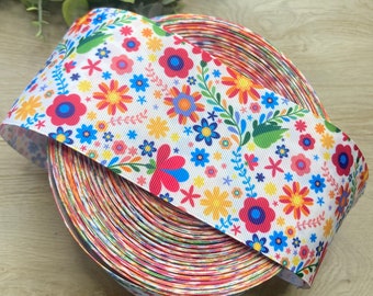 Floral 3" Grosgrain Ribbon, Hairbow Ribbon, By The Yard
