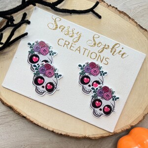 Halloween Skull Flatback Resin Embellishments, Bow Centers (Set of 2)