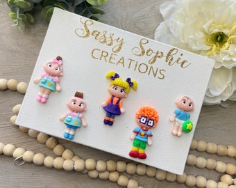 Diaper Babies Clay Embellishments: Handmade Cartoon Dolls, Bow Centers