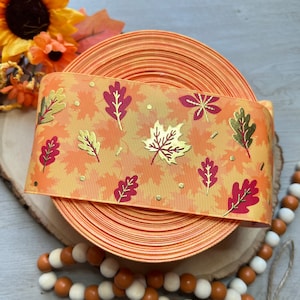 3&quot; foil thanksgiving Ribbon, 3&quot; Grosgrain foil Ribbon, 3 inch thanksgivig ribbon, grosgrain ribbon, Hairbow Ribbons, thanksgiving ribbon