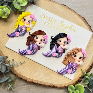 CLAYS; MERMAID CLAYS, hair bow clay centers , clays, bow centers, clays, clay centerpieces, bow supplies, diy craft, bow centerpieces,
