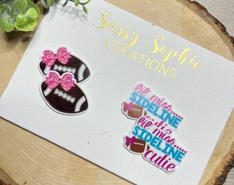 Football Flatback Resin Embellishments, Bow Centers (Set of 2)