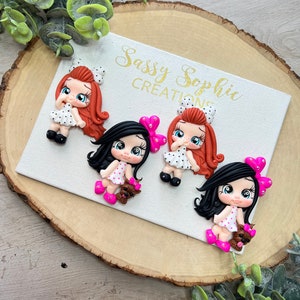 CLAYS: POLKA DOT  girL, bow making clays, clays, bow centers, clay dolls, clay centerpieces, bow supplies, diy craft, bow centerpieces,