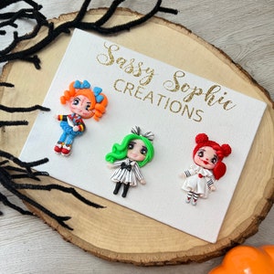 HALLOWEEN CLAYS: SCARY cuties clay dolls, halloween clay, bow centers, clays, clay centerpieces, bow supplies, diy craft, bow centerpieces,