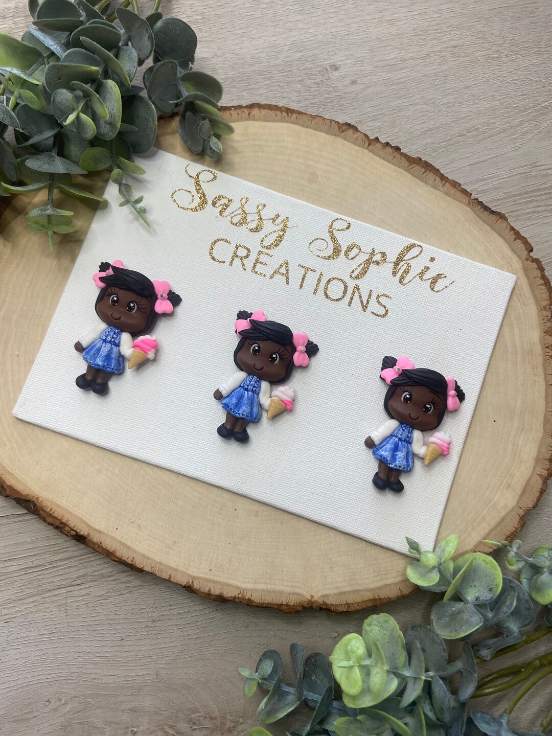CLAY AFRO CUTIE, Hair Bow Clay Centers , Clays, Bow Centers, Clays