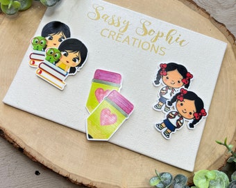 SET OF 2:Back to school Flat Back Planar Resin,hair bow center,embellishment,cabochon,flat back resin,flat back for bows,bow embellishments,