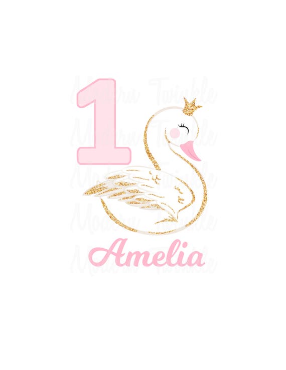 Personalized Swan Birthday Digital Image for T Shirt - Etsy