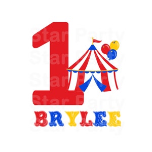 Personalized Digital image, circus, carnival, Printable Iron On Transfer, first, custom Birthday Shirt image