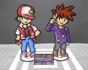 Pokemon GBC - Red and Blue Colorized Battle Trainer Bead Sprites