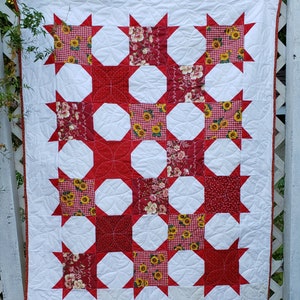 Scrappy Snowball Star Lap Quilt Pattern