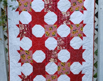 Scrappy Snowball Star Lap Quilt Pattern