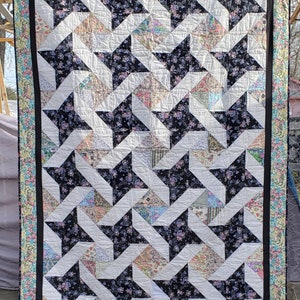 Wandering Star Scrap Twin Quilt  Pattern