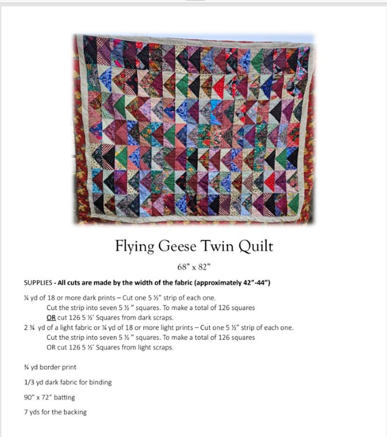 Flying Geese Twin Scrap Quilt Pattern - Etsy