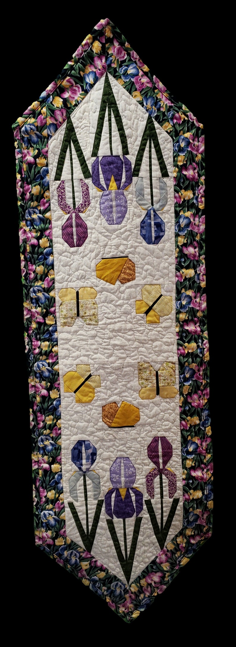 Iris Garden Table Runner Quilt Pattern Etsy