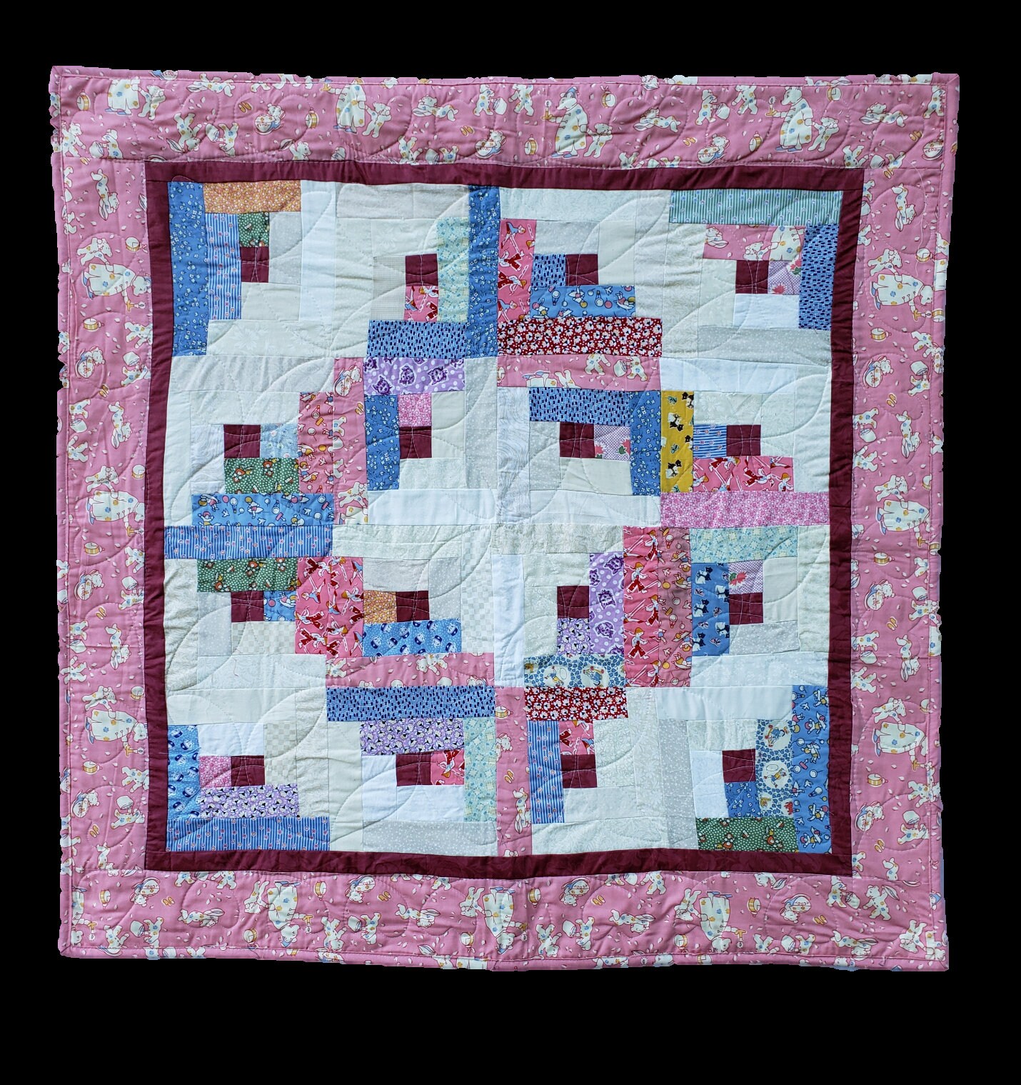 Scrap Log Cabin Baby Quilt Pattern