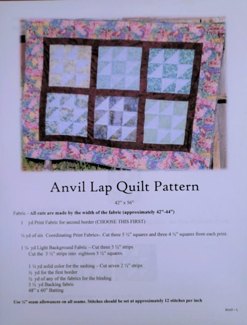 Anvil Lap Quilt Pattern - Etsy