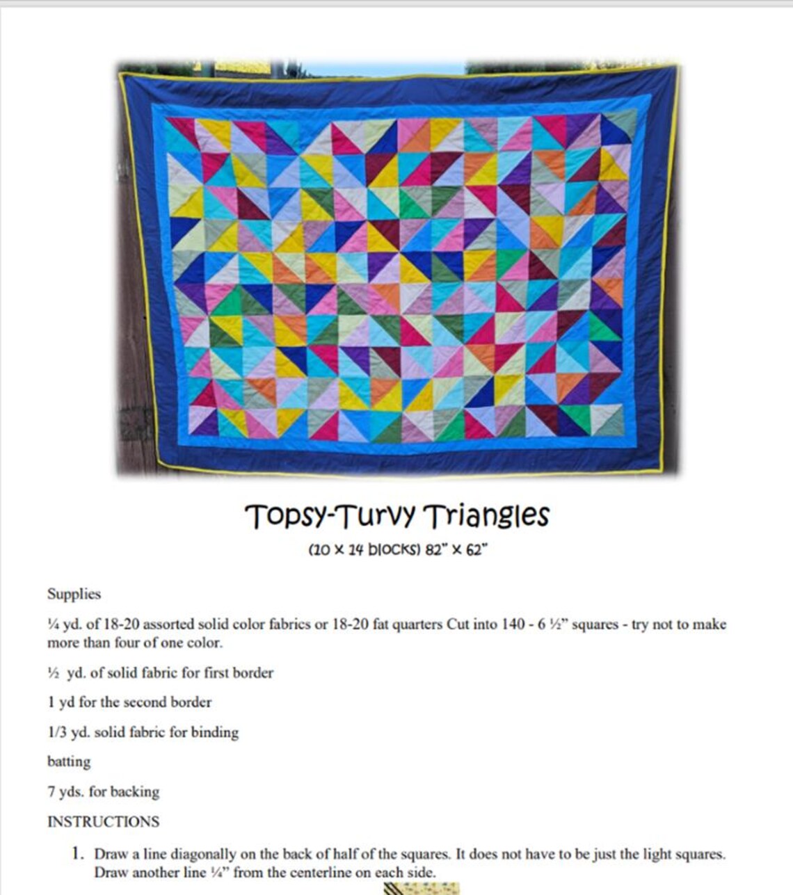 Topsy Turvy Triangles Twin Quilt Pattern - Etsy