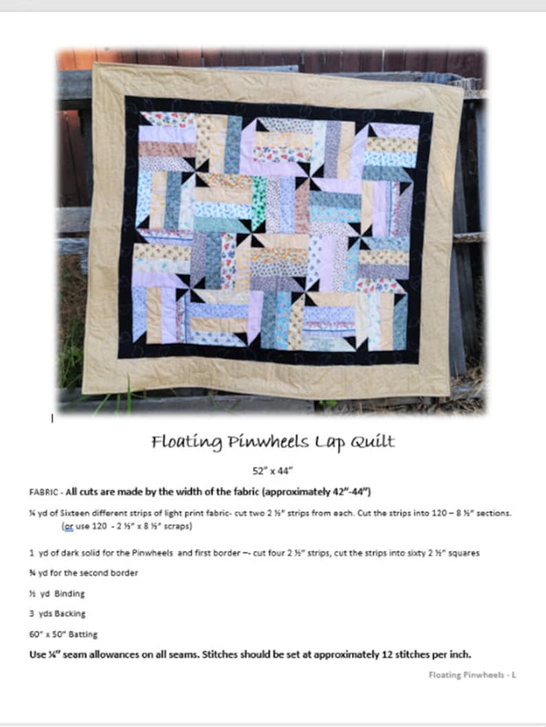 Floating Pinwheel Lap Quilt Pattern - Etsy