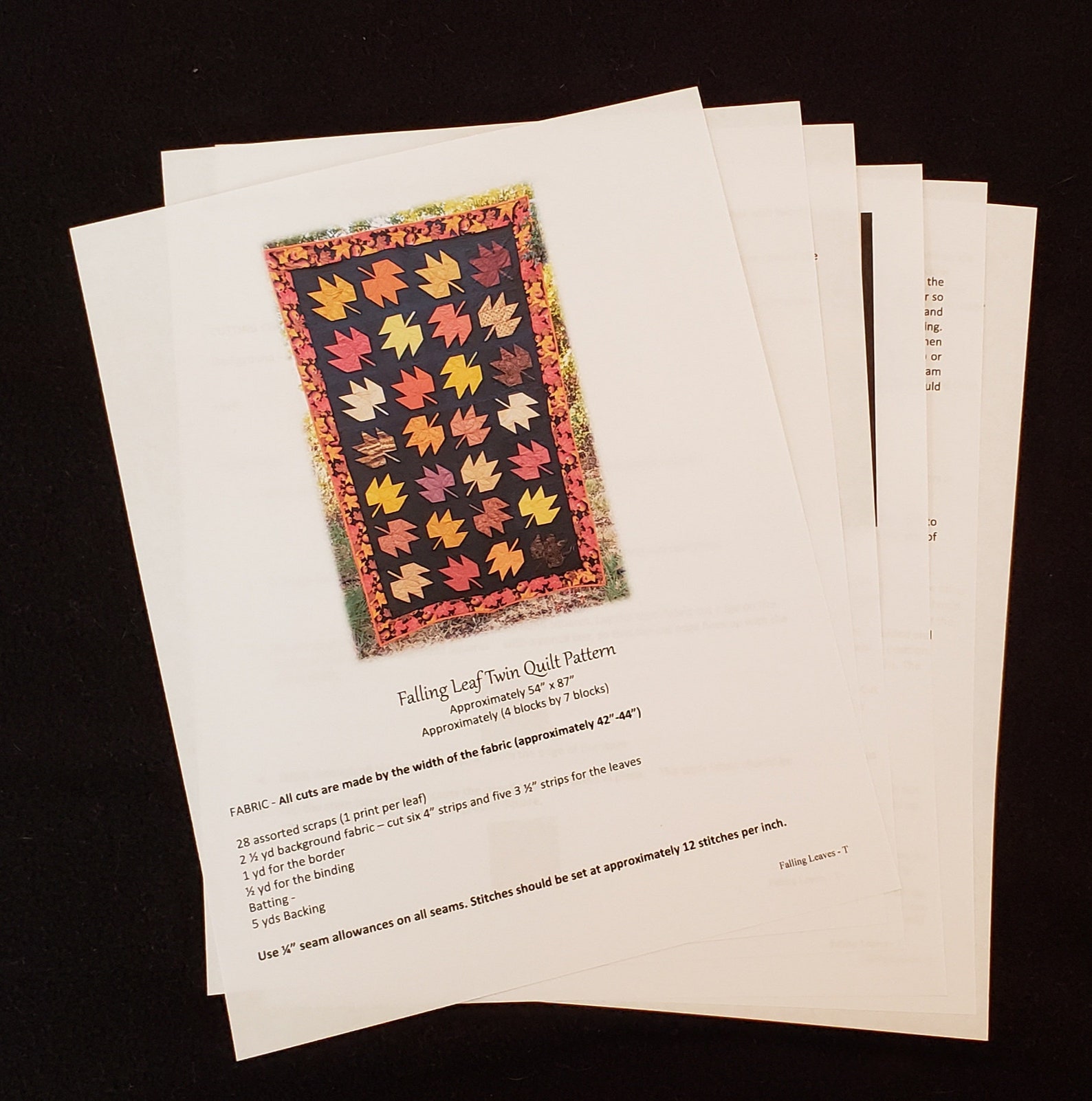 Falling Leaves Twin Quilt Pattern - Etsy