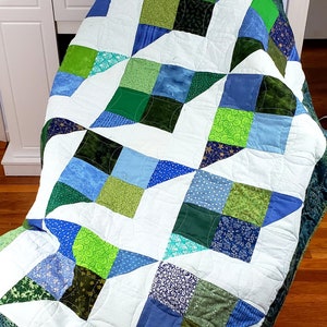 Half and Half Nine Patch Lap Quilt Pattern