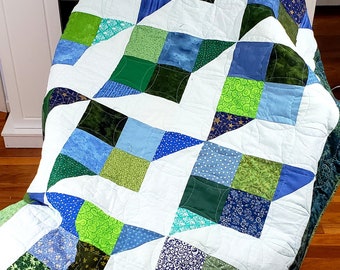 Half and Half Nine Patch Lap Quilt Pattern