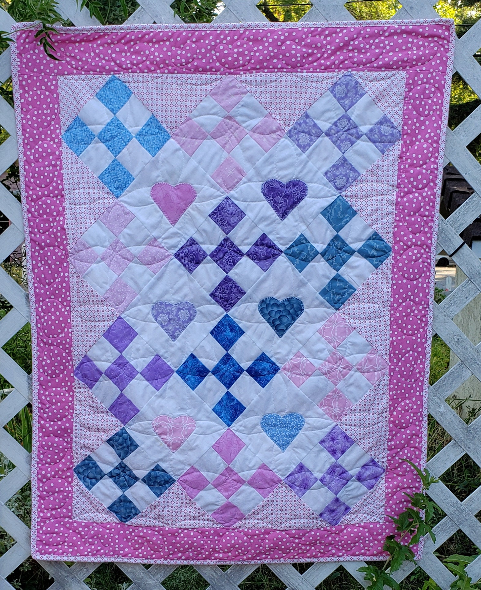 Nine Patch On Point Baby Quilt Pattern