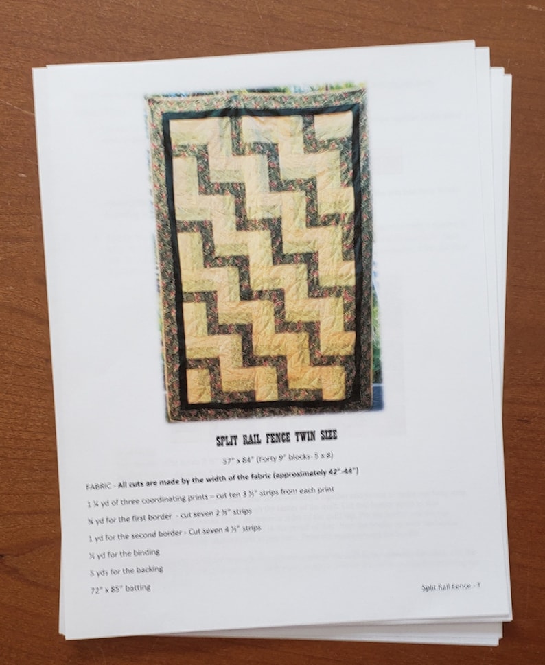 Split Rail Fence Twin Quilt Pattern - Etsy