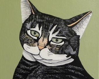 Tuxedo Bicolor Cat lover Painting Canvas wall decor