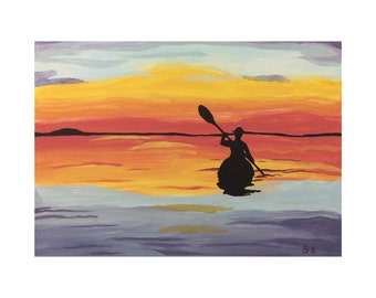 kayaking at sunrise Art Print salt life wall art