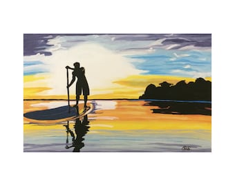 Paddleboarder at sunrise Art Print salt life wall decor