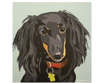 Long Haired Dachshund Dog Art Print dog lover wall art