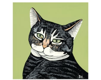 Tuxedo Bicolor Cat lover Art Print wall decor