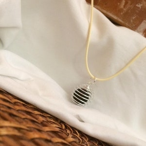 3/4&quot; charm Spiral Cage Lava Stone Essential Oil Necklace for Aromatherapy Off White Necklace