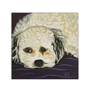 Maltese Dog Portrait Art Print, Nursery Puppy Illustration Wall Art Decor