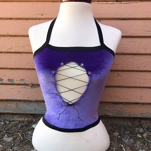 All Black Latex Laceup Top With Sleeves Etsy