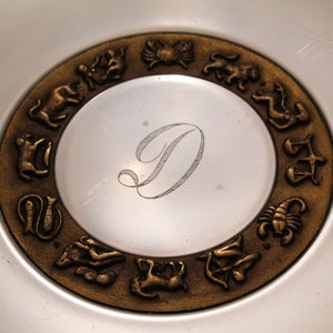 Vintage Kensington Aluminum and Brass Zodiac Serving Platter