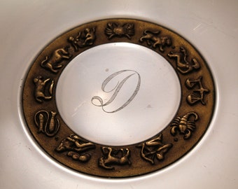 Vintage Kensington Aluminum and Brass Zodiac Serving Platter