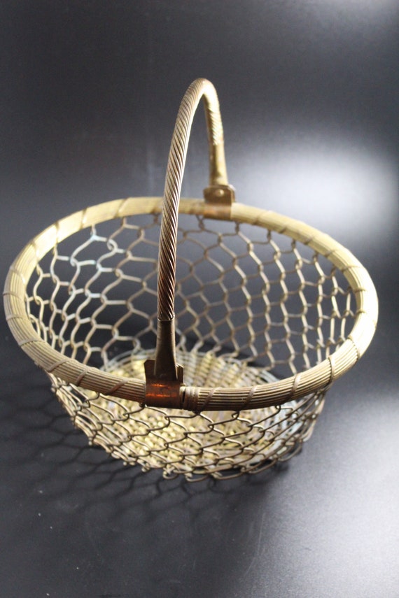 Vintage Brass Wire Basket Etsy