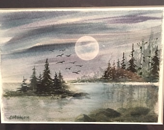 Winter Night on the Lake-Framed