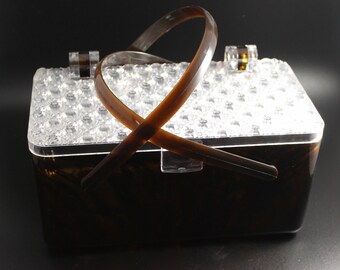Vintage Lucite and Tortoiseshell Hand Bag or Purse