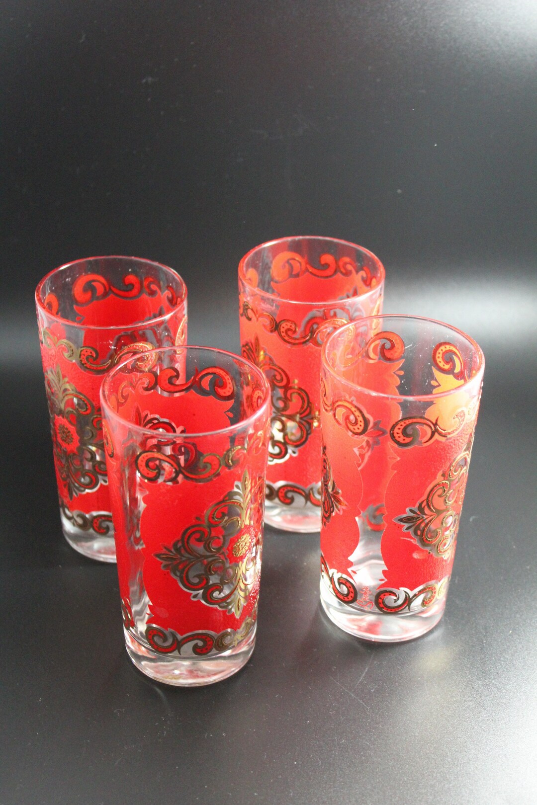 Vintage Red and Gold Glasses Etsy