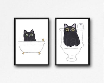 Black Cat Print Painting Print Cat Lover Gift Cat Decor Cat Art Decor Wall Art Home Decor Cat Lover Gift Unframed